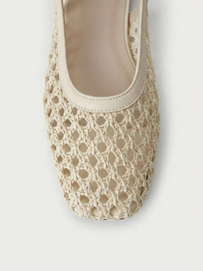 Nöista Bruine geweven sandalen met gekruiste bandjes, ontworpen met delicate mesh-bovenkant en verstelbare bandjes, ademend en comfortabel, retrostijl voor lente-uitjes en zomerse banketten.
