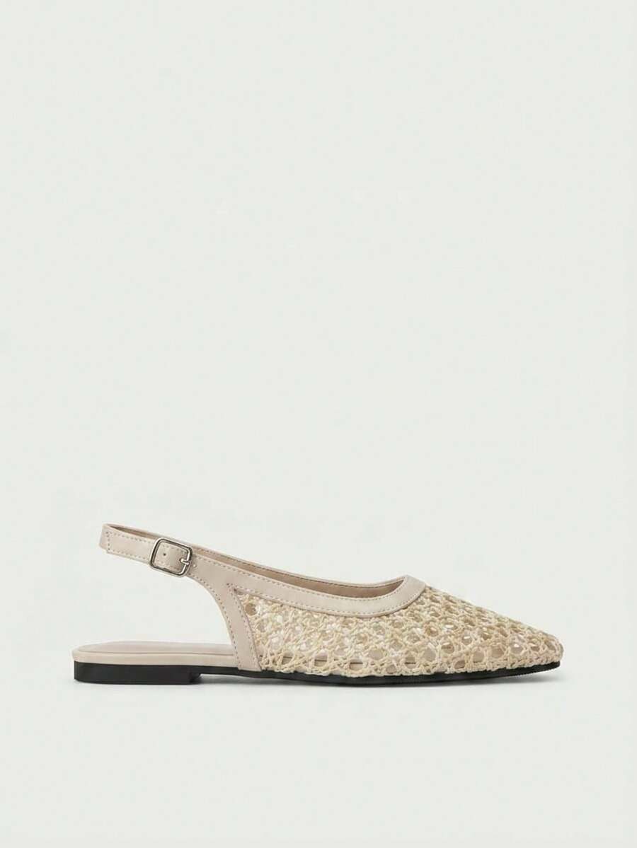 Nöista Bruine geweven sandalen met gekruiste bandjes, ontworpen met delicate mesh-bovenkant en verstelbare bandjes, ademend en comfortabel, retrostijl voor lente-uitjes en zomerse banketten.
