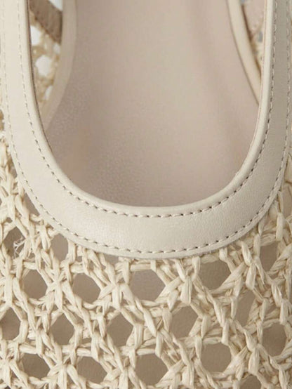 Nöista Bruine geweven sandalen met gekruiste bandjes, ontworpen met delicate mesh-bovenkant en verstelbare bandjes, ademend en comfortabel, retrostijl voor lente-uitjes en zomerse banketten.