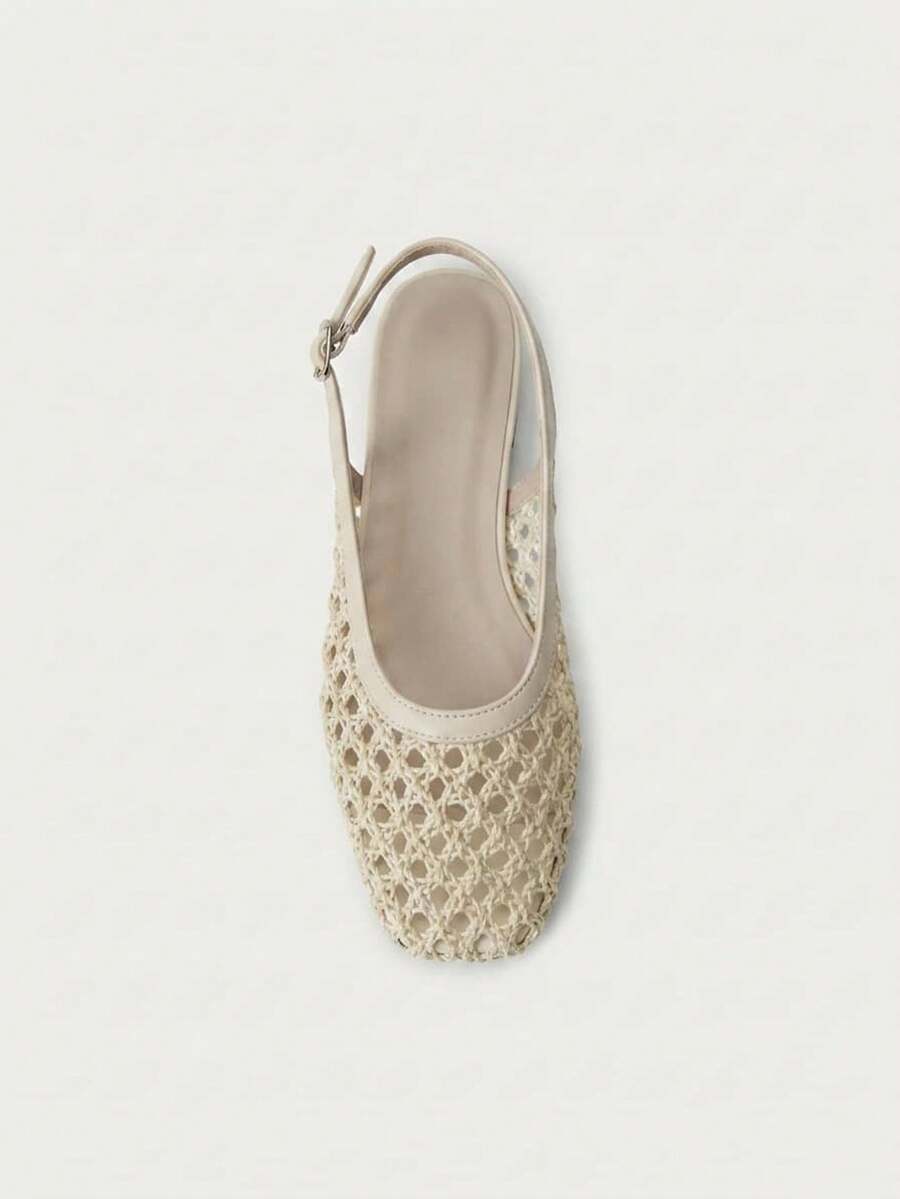 Nöista Bruine geweven sandalen met gekruiste bandjes, ontworpen met delicate mesh-bovenkant en verstelbare bandjes, ademend en comfortabel, retrostijl voor lente-uitjes en zomerse banketten.