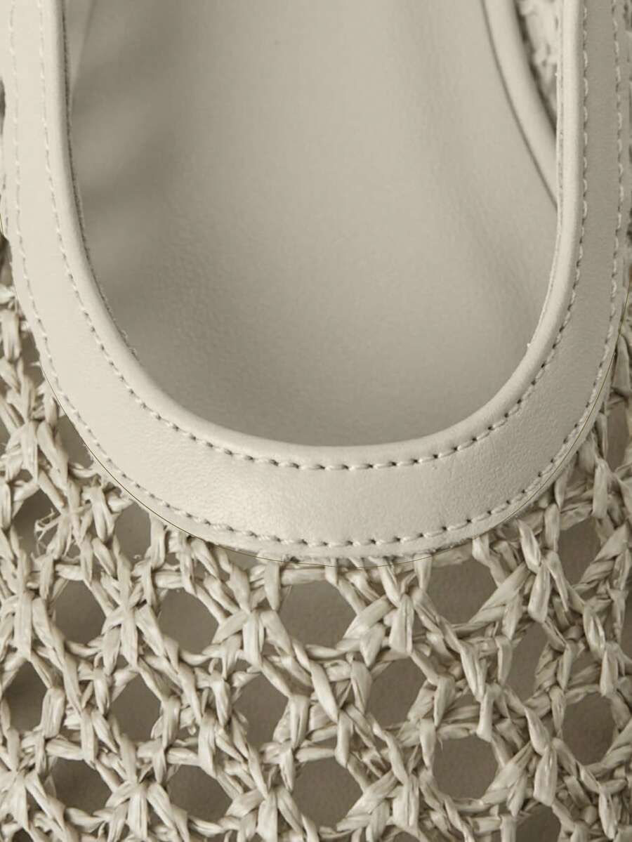 Nöista Bruine geweven sandalen met gekruiste bandjes, ontworpen met delicate mesh-bovenkant en verstelbare bandjes, ademend en comfortabel, retrostijl voor lente-uitjes en zomerse banketten.