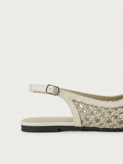 Nöista Bruine geweven sandalen met gekruiste bandjes, ontworpen met delicate mesh-bovenkant en verstelbare bandjes, ademend en comfortabel, retrostijl voor lente-uitjes en zomerse banketten.