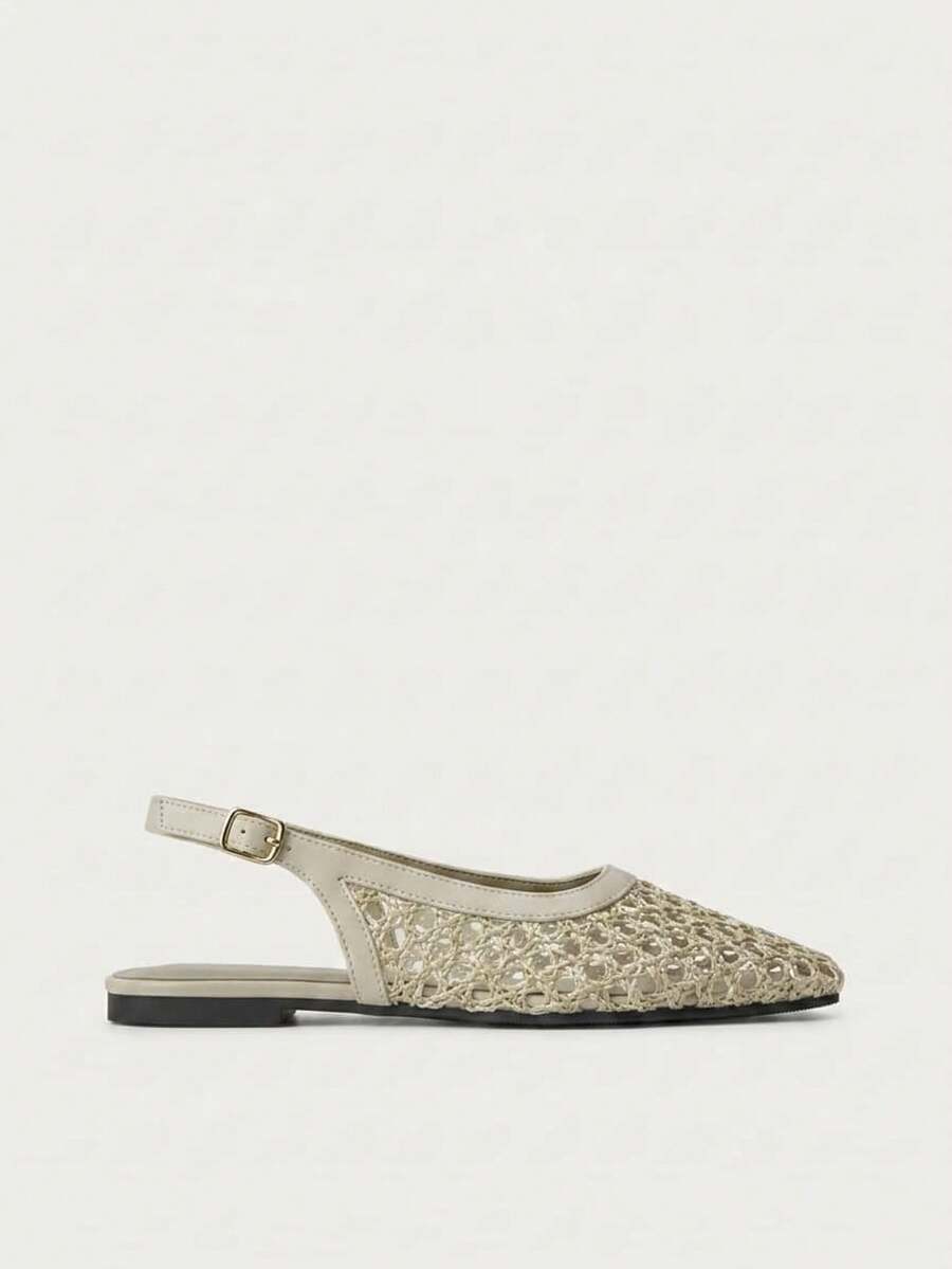 Nöista Bruine geweven sandalen met gekruiste bandjes, ontworpen met delicate mesh-bovenkant en verstelbare bandjes, ademend en comfortabel, retrostijl voor lente-uitjes en zomerse banketten.