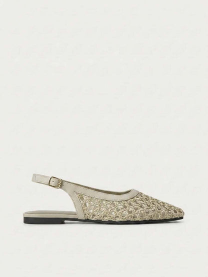 Nöista Bruine geweven sandalen met gekruiste bandjes, ontworpen met delicate mesh-bovenkant en verstelbare bandjes, ademend en comfortabel, retrostijl voor lente-uitjes en zomerse banketten.