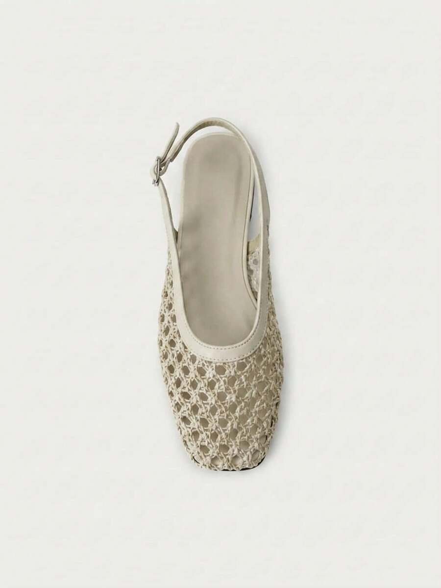 Nöista Bruine geweven sandalen met gekruiste bandjes, ontworpen met delicate mesh-bovenkant en verstelbare bandjes, ademend en comfortabel, retrostijl voor lente-uitjes en zomerse banketten.