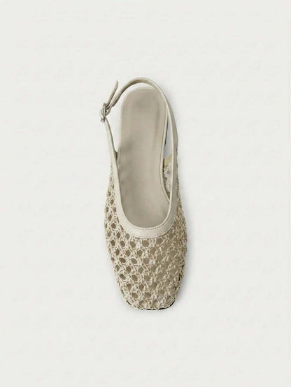 Nöista Bruine geweven sandalen met gekruiste bandjes, ontworpen met delicate mesh-bovenkant en verstelbare bandjes, ademend en comfortabel, retrostijl voor lente-uitjes en zomerse banketten.