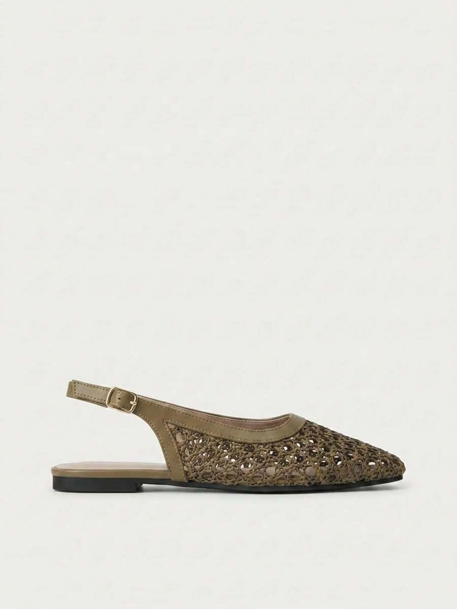 Nöista Bruine geweven sandalen met gekruiste bandjes, ontworpen met delicate mesh-bovenkant en verstelbare bandjes, ademend en comfortabel, retrostijl voor lente-uitjes en zomerse banketten.