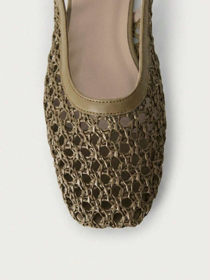 Nöista Bruine geweven sandalen met gekruiste bandjes, ontworpen met delicate mesh-bovenkant en verstelbare bandjes, ademend en comfortabel, retrostijl voor lente-uitjes en zomerse banketten.