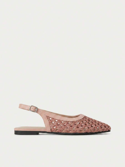 Nöista Bruine geweven sandalen met gekruiste bandjes, ontworpen met delicate mesh-bovenkant en verstelbare bandjes, ademend en comfortabel, retrostijl voor lente-uitjes en zomerse banketten.