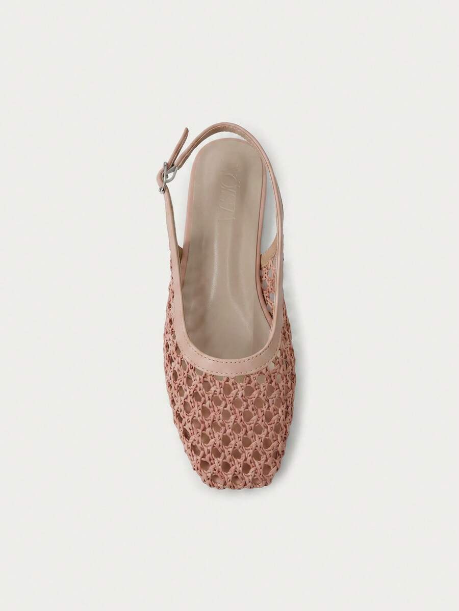 Nöista Bruine geweven sandalen met gekruiste bandjes, ontworpen met delicate mesh-bovenkant en verstelbare bandjes, ademend en comfortabel, retrostijl voor lente-uitjes en zomerse banketten.