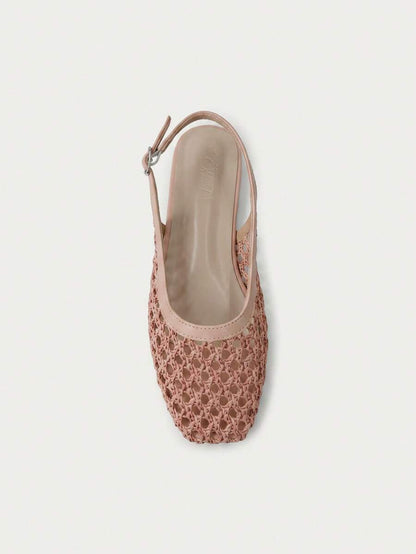 Nöista Bruine geweven sandalen met gekruiste bandjes, ontworpen met delicate mesh-bovenkant en verstelbare bandjes, ademend en comfortabel, retrostijl voor lente-uitjes en zomerse banketten.
