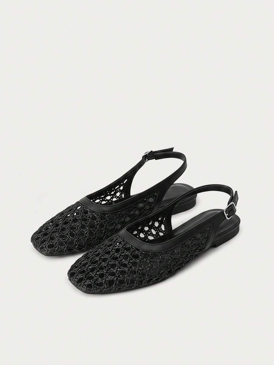 Nöista Bruine geweven sandalen met gekruiste bandjes, ontworpen met delicate mesh-bovenkant en verstelbare bandjes, ademend en comfortabel, retrostijl voor lente-uitjes en zomerse banketten.