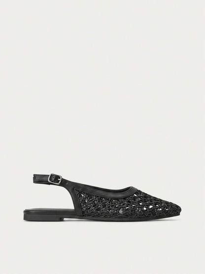 Nöista Bruine geweven sandalen met gekruiste bandjes, ontworpen met delicate mesh-bovenkant en verstelbare bandjes, ademend en comfortabel, retrostijl voor lente-uitjes en zomerse banketten.