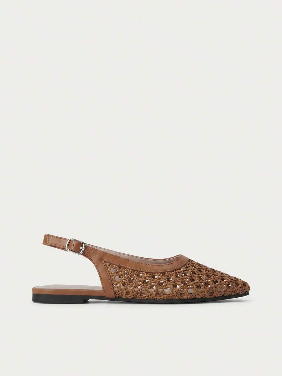 Nöista Bruine geweven sandalen met gekruiste bandjes, ontworpen met delicate mesh-bovenkant en verstelbare bandjes, ademend en comfortabel, retrostijl voor lente-uitjes en zomerse banketten.
