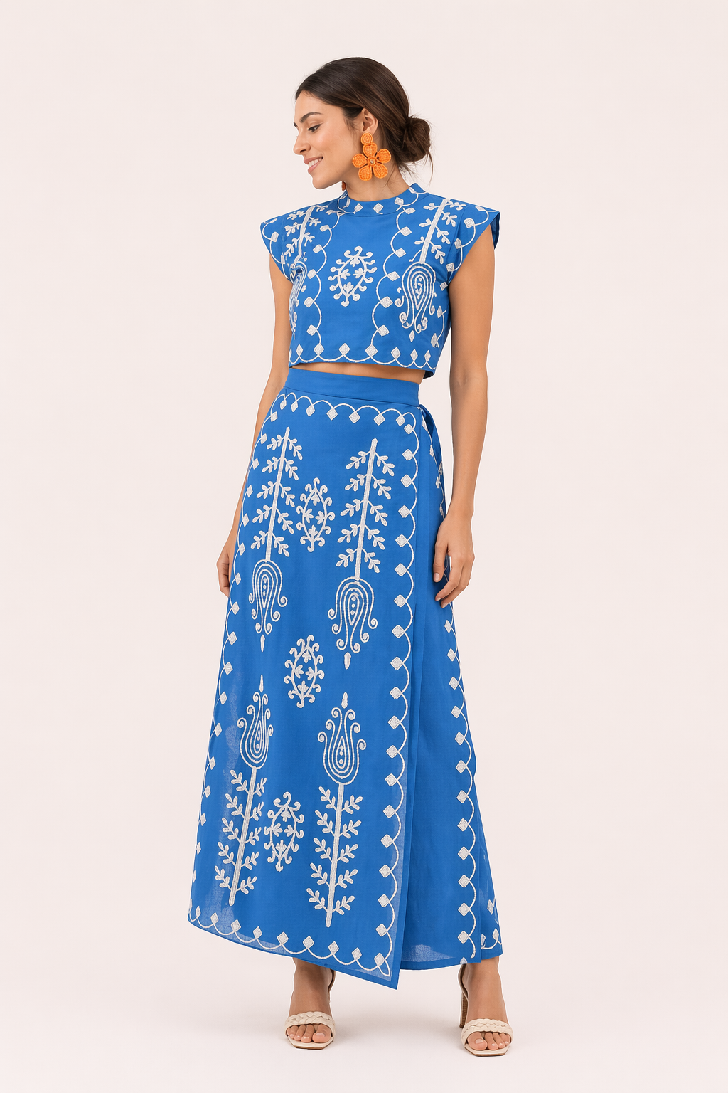 Geborduurde midirok en korte top voor dames - Rita