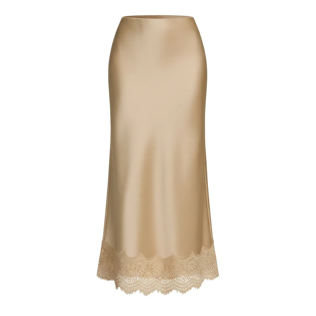 Vrouwen maxirok effen afwerking kant detail elegante stijl - Mireya