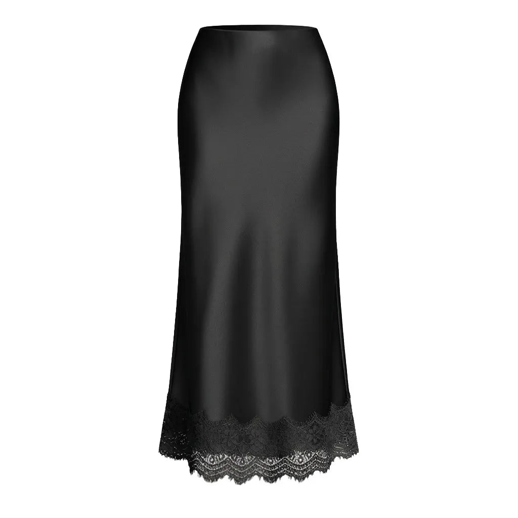 Vrouwen maxirok effen afwerking kant detail elegante stijl - Mireya